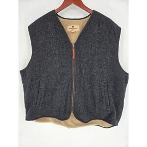 Woolrich Gray Wool Full Zip Vest Sherpa Lined Men's 2XL